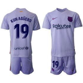 Koszulka FC Barcelona Kun Agüero 19 Dziecięcy Wyjazdowe Stroje Piłkarskie 2021/22 Krótki Rękaw